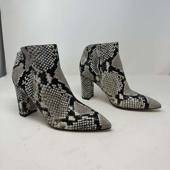 Marc Fisher Snake Embossed Leather Heeled Ankle Booties 6.5 - Picture 1 of 7